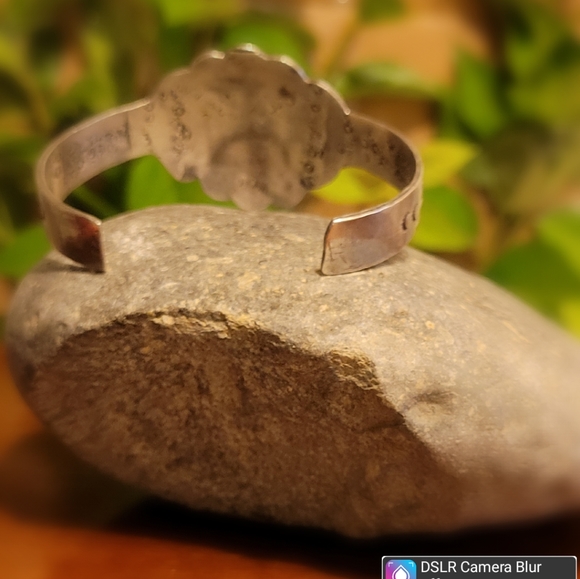 American Indian Coral & Turquoise Silver Bracelet - Picture 3 of 4
